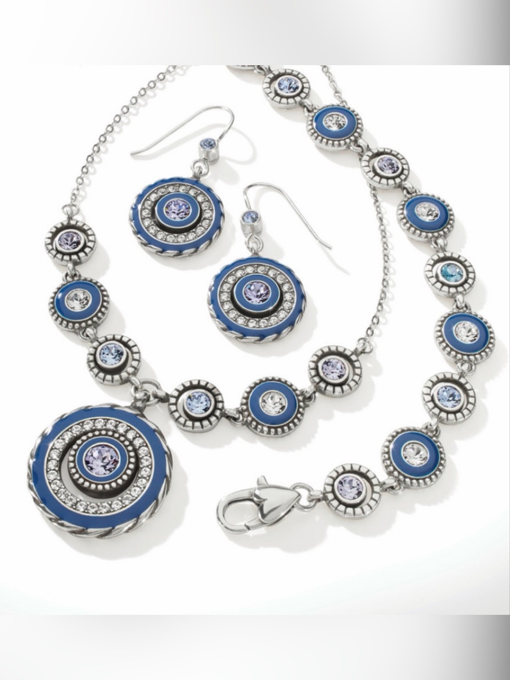 🩵 Eclipse SET!! BRIGHTON HALO TANZANITE SWAROVSKI CRYST SLVR FULL SET! MSRP $258